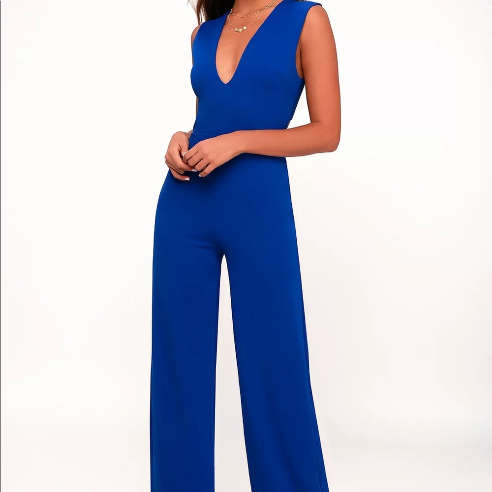 Lulu's Thinking Out Loud Royal Blue Jumpsuit
